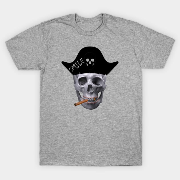 smiley skull With Black Hat T-Shirt by Hilly Yasir